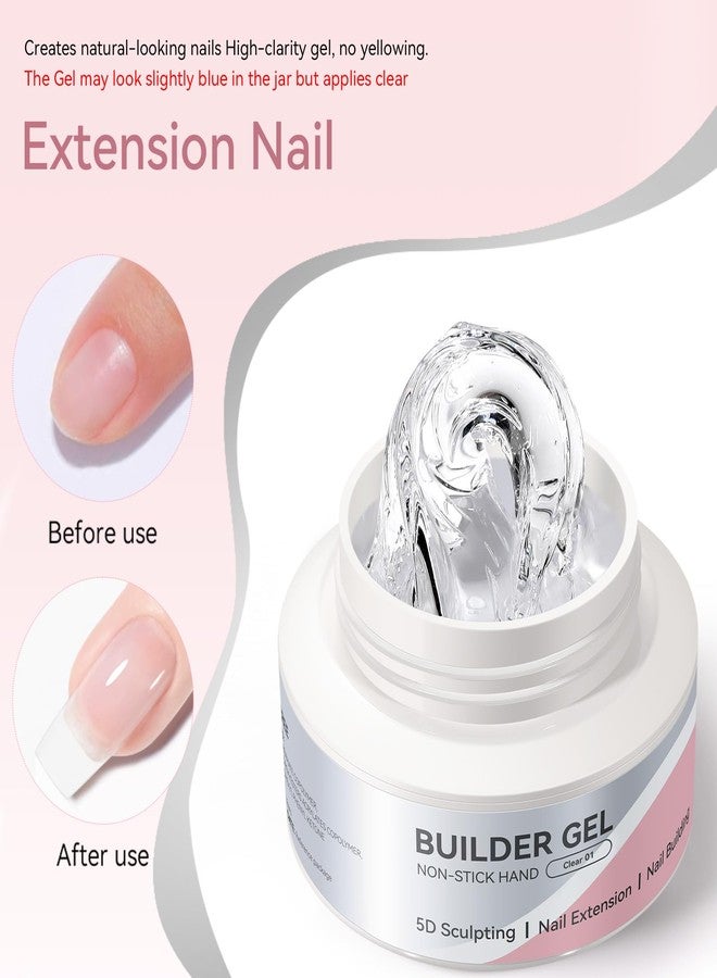 BORN PRETTY Builder Gel for Nails,60g Professional 3D Sculpting Gel, Clear Hard Extension Gels with Sequins & Chrome Powder,Non-Sticky U V Soak Off Gels for Salon & Home Nail Art - Image 3